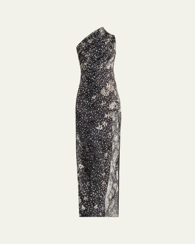 Athena One-Shoulder Printed Arrowhead Dress
